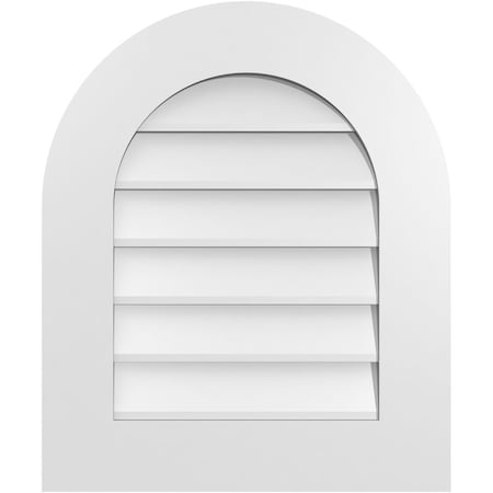 Ekena Millwork Round Top Surface Mount PVC Gable Vent: Non-Functional, w/ 3-1/2"W x 1"P Standard Frame, 20"W x 24"H GVPRT20X2401SN